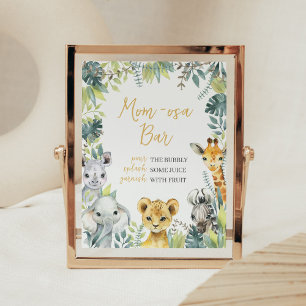 Poster Jungle Safari Wild Un Baby shower Maman Osa Bar