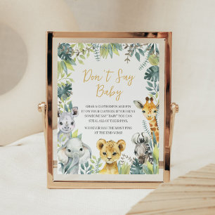 Poster Jungle Safari Wild Un Baby shower ne pas dire bébé