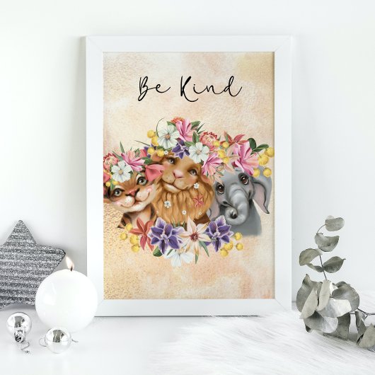 Poster Jungle Safari wildone baby shower aquarelle Or
