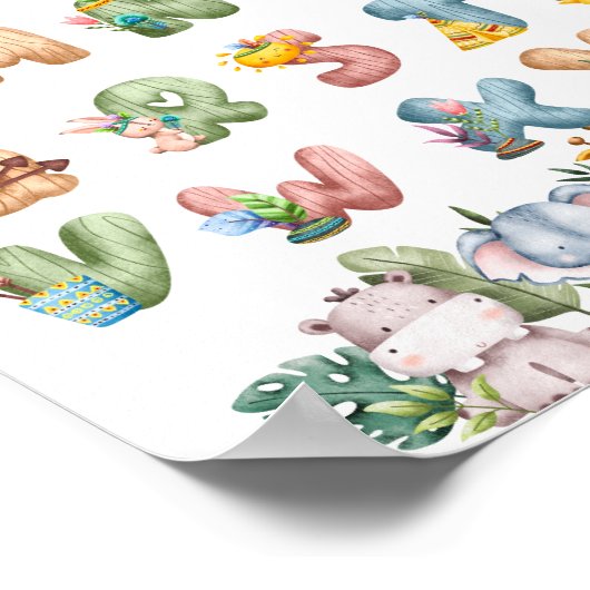 Poster Jungle Thème Alphabets Décor chambre enfant (Coin)
