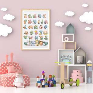 Poster Jungle Thème Alphabets Décor chambre enfant