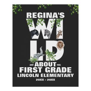 Poster Jungle Thème Premier jour scolaire pour enfants