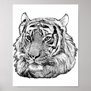 Poster Jungle Tiger Face safari animal art original