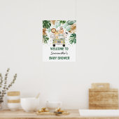 Poster Jungle tropicale Safari Animaux Verdure Bienvenue (Cuisine)