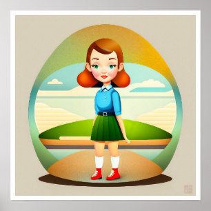 Poster Junior Girl Golfer - Art Print