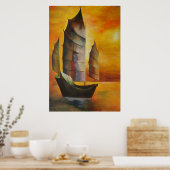Poster Junk chinoise en ocre et jaune (Cuisine)