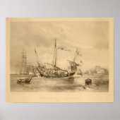 Poster Junks chinois à Singapour (Devant)