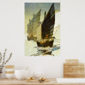 Poster Junks, Wei-hai-wei, Chine - Bertha Lum - 1922 (Cuisine)