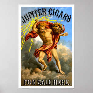 Poster Jupiter Cigars, 1868. Publicité vintage