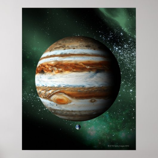 Poster Jupiter et comparaison de la Terre (Devant)