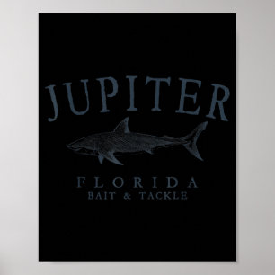 Poster Jupiter florida requin vintage pêche ardoise