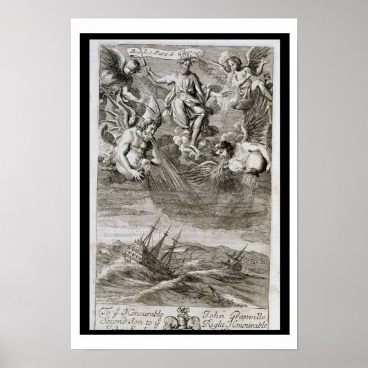 Poster Jupiter jette une tempête sur l'océan, illustratio (Devant)
