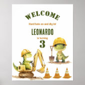 Poster Jurassic Construction Zone Boy Birthday Welcome (Devant)