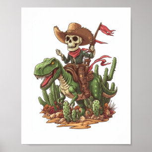 Poster Jurassic Cowboy Crull - Funny Dino Rodeo