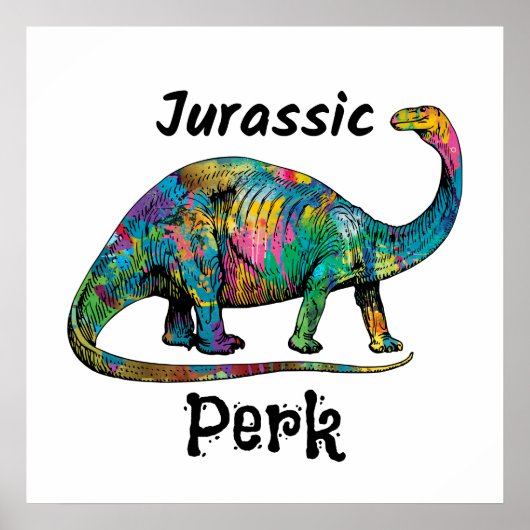 Poster Jurassic Perk Dinosaure Coloré Blanc (Devant)