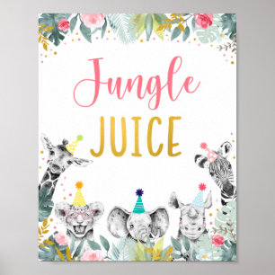 Poster Jus de Jungle Pink Gold Party Animal Anniversaire