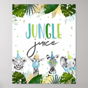 Poster Jus de Jungle Safari Party Animaux Signal d'annive