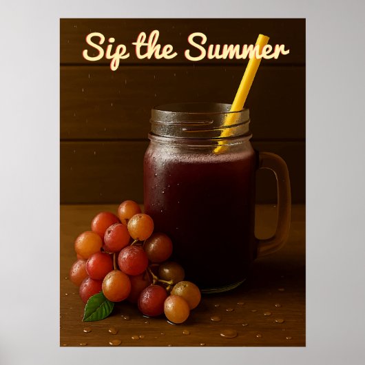 Poster Jus de raisin rouge vieux - "Siroter l'été (Devant)