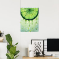 Jus Tranches de Citron Vert Art Aquarelle