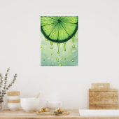 Poster Jus Tranches de Citron Vert Art Aquarelle (Cuisine)