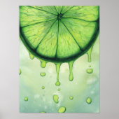 Poster Jus Tranches de Citron Vert Art Aquarelle (Devant)