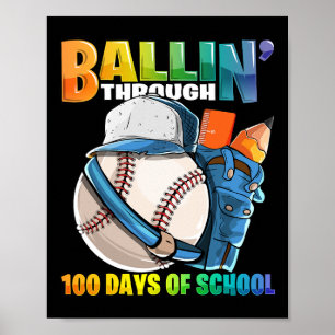 Poster Jusqu'À 100 Jours De Baseball École Maternelle B