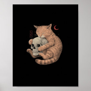 Poster Jusqu'à la mort Faites-nous la fête Chat Crâne cla