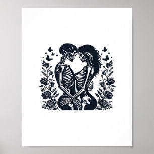 Poster Jusqu'à la mort nous - Skeleton Couple Design Goth