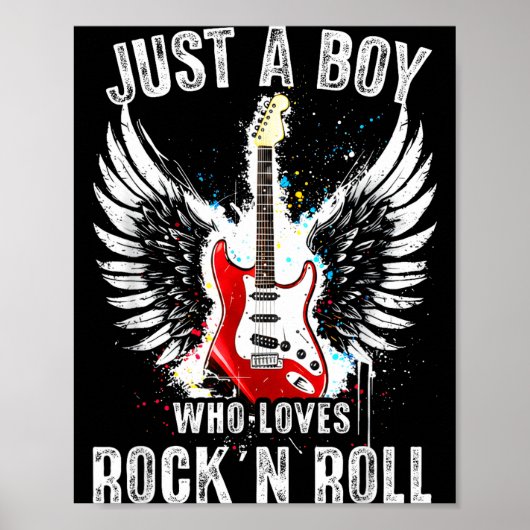 Poster Just A Boy Who Loves Rock And Roll Rock Band Guita (Devant)