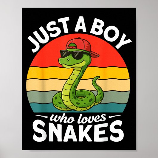 Poster Just A Boy Who Loves Snakes Funny Snake Reptile Ki (Devant)
