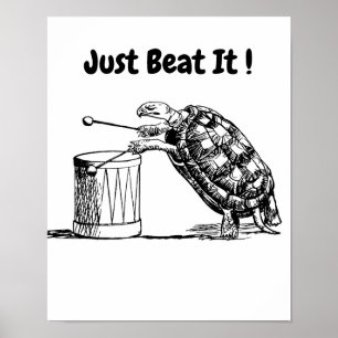 Poster Just Beat It Turtle Plays Drum