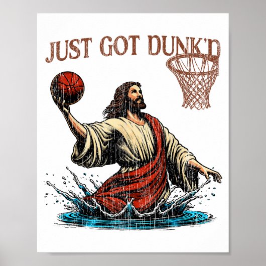 Poster Just Got Dunked Funny Baptism Jesus Christian Bask (Devant)