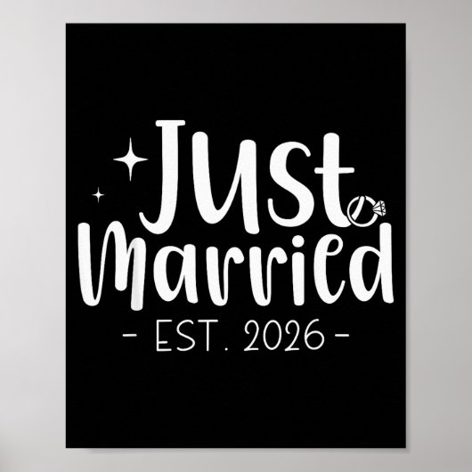 Poster Just Married 2026 Honeymoon Wedding Couples Fiance (Devant)