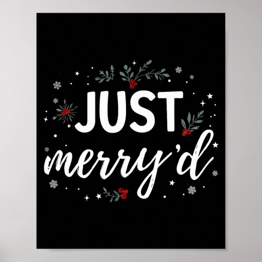 Poster Just Merry'd Matching Christmas Wedding Party Marr (Devant)
