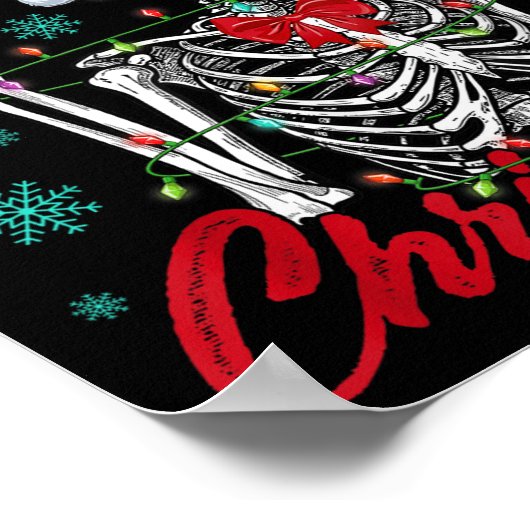 Poster Just Waiting For Christmas Skeleton Rock Hand Sign (Coin)