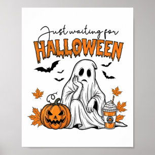 Poster Juste En Attente Du Fantôme D'Halloween Vac Été Éf