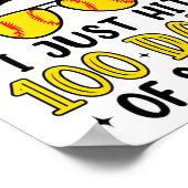 Poster Juste Frapper Heureux 100 Jours D'école Softball C (Coin)