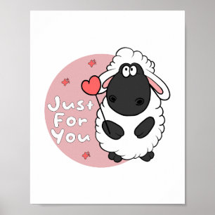Poster Juste pour vous Kawaii drôles moutons tient le coe