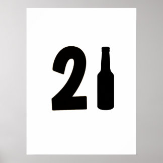 Poster Juste Turned 21 Bière Bottle 21ème Anniversaire