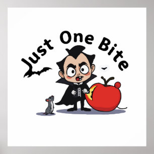 Poster Juste Un Bite Vampire Halloween Art