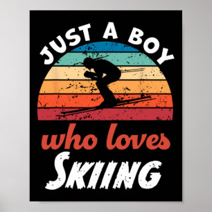 Poster Juste Un Garçon Qui Aime Les Enfants En Ski Garçon