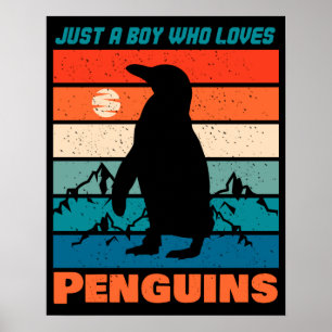 Poster Juste un garçon qui aime les pingouins - Retro Ani