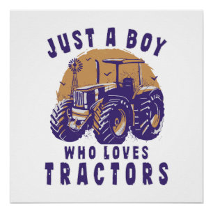 Poster Juste un garçon qui aime les tracteurs et les cami