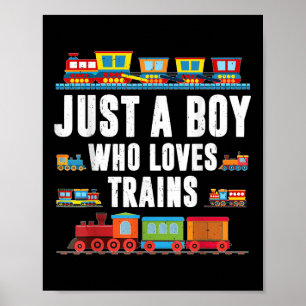 Poster Juste Un Garçon Qui Aime Train Toddler Chemise Bab