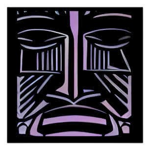 Poster Juste un petit Tiki noir et violet