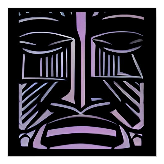 Poster Juste un petit Tiki noir et violet (Devant)