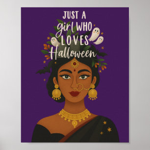 Poster juste une fille indienne qui aime l'halloween