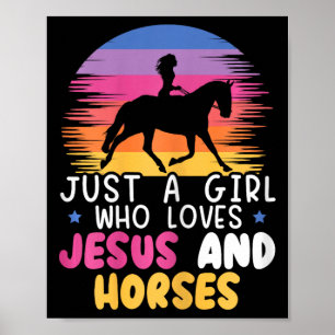 Poster Juste Une Fille Qui Aime Jésus Et Chevaux Équestre