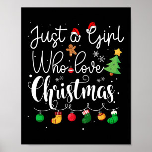Poster Juste une fille qui aime l'arbre de Noël Chapeau r