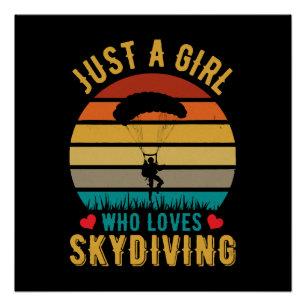 Poster juste une fille qui aime le parachutisme